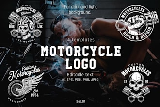 draw custom motorcycle garage logo illustration for tshirt