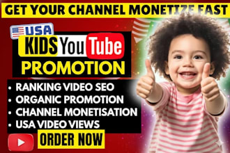 viral youtube kids video promotion in USA, education channel, fun, music video