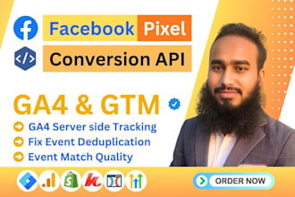 setup and fix meta pixel, capi, ga4 server side tracking for kajabi, gohighlevel