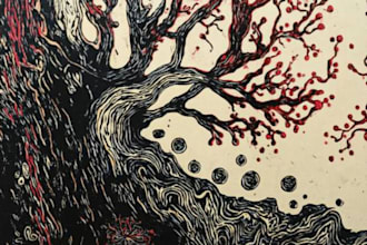 create awesome linocut illustration or linocut imitation