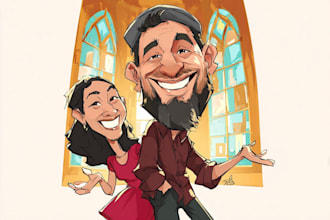 draw cartoon caricature couple portrait