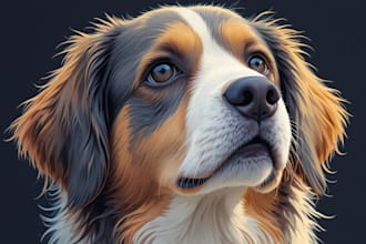 do custom pet portrait, dog, cat, vector art