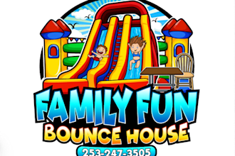 make modern stunning luxury bounce house logo