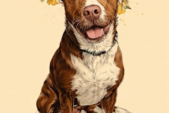 design a custom disney pet portrait illustration