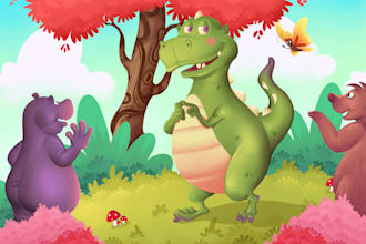 creative, colourful, print ready children book illustration