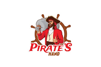 make modern a tropical pirate themed logo for a card game