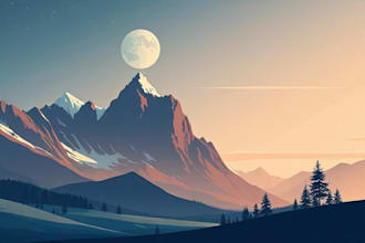 create minimalist landscape illustrations and posters