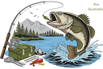 create unique vintage fishing t shirt design