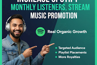 increase spotify monthly listener, spotify stream, spotify music promotion