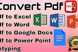 convert pdf to word , excel , google docs , data entry