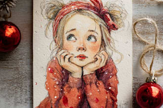 draw christmas card, invitation with watercolor