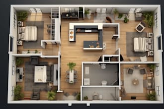 do 3d virtual staging floor plan within 24 hours