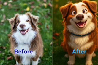 convert your pets, family and relationship images to pixar style portraits