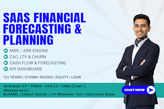 make a saas financial model for budgeting, ratio analysis and cash flow