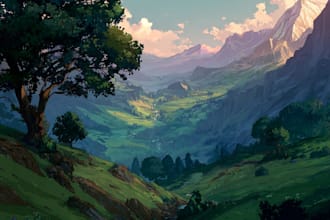 paint fantasy landscape illustrations