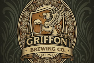 design a vintage beer logo with a classic and timeless brewery style