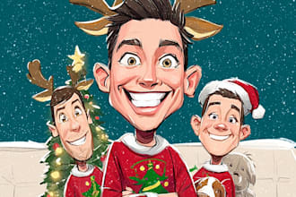 draw a christmas cartoon caricature