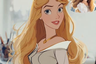 do cute disney cartoon portrait