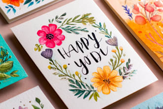 create cute greeting cards with lettering and illustrations