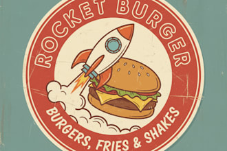 design a vintage fast food logo with a retro and mouthwatering style