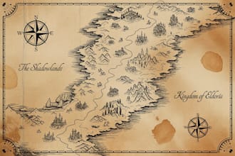 detailed fantasy map for your novel, boardgame or dnd
