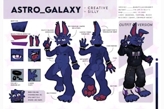 draw fursona furry art design, character reference sheet, nsfw anthro oc pfp