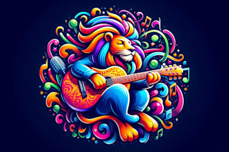 make wild chords guitar game with animals logo design without any copyright