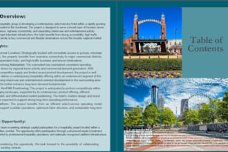 design a professional real estate offering memorandum om or pitch deck