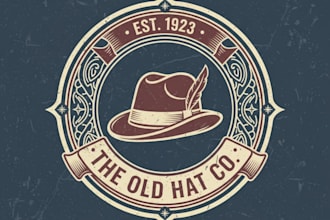 design a vintage hat logo with a classic, stylish, and retro look