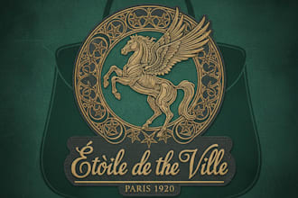 design a vintage handbag logo with a classic, elegant, and retro style