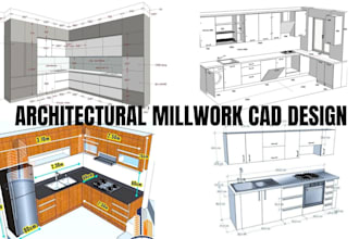 design millwork shop drawings, cabinet cad, custom cabinetry, autocad drafting