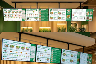 design a digital menu board for restaurant TV display