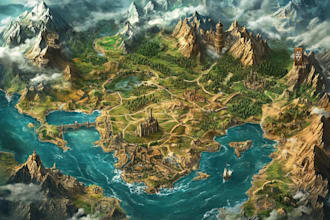 draw a jaw dropping fantasy or dnd map illustration