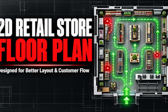 design a 2d retail store floor plan and customer flow layout