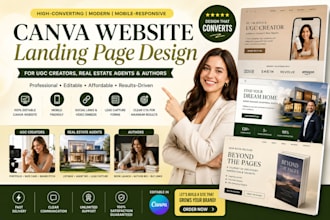 design canva website landing page for ugc portfolio, real estate, or author