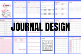 design journal, planner, workbook, ebook design, christian journal, filiable pdf
