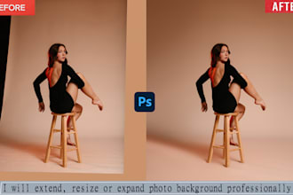extend photo background and resize image in photoshop