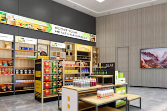 redesign 3d supermarket,interior grocery store, commercial area,cgi retail store