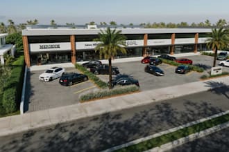 turn 2d to 3d commercial mall store,front elevation, sketchup modeling,3d render