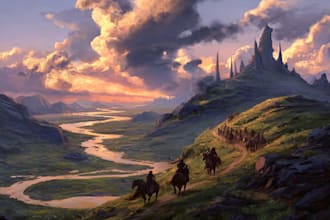 draw fantasy landscape or enviroment art