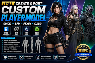 create and port custom gmod player model sfm model ffxiv c2go model playermodel