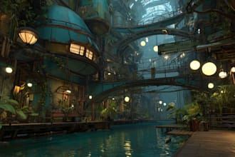 create high quality 3d environment art, concept art, fantasy art, sci fi art