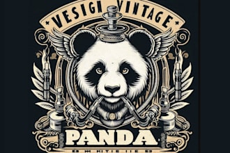 design vector t shirt panda hookah logo