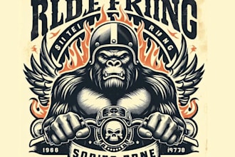 make vintage t shirt biker gorilla logo