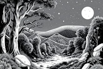 draw simple black and white illustration