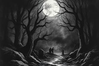 draw dark art illustration with engraving style