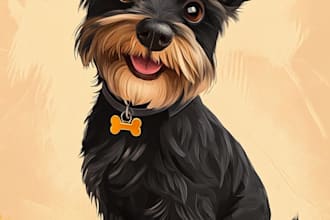 draw cartoon pet portrait in disney style illustration