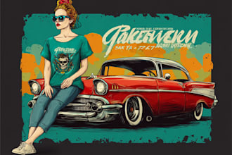 create cartoon vintage retro cars design