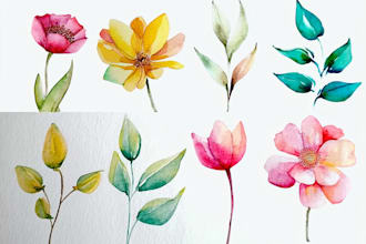 paint a watercolor flower elements for any design