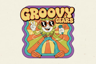 design a funky retro animation style logo
